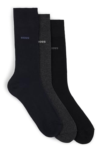 BOSS Herren Business Socken Strümpfe RS Uni CC 3 Paar, Farbe:Mehrfarbig, Größe:47-50, Artikel:-961 black/navy/grey von BOSS