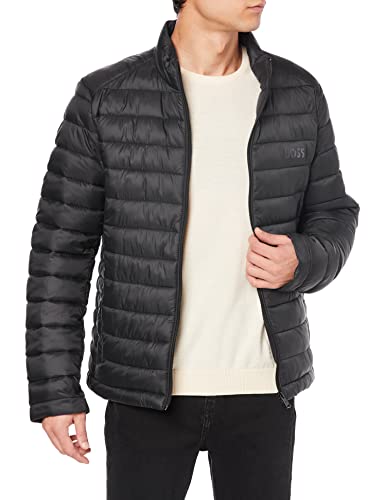 BOSS Herren Calanos Wasserabweisende Steppjacke mit tonalem Logo Schwarz 56 von BOSS