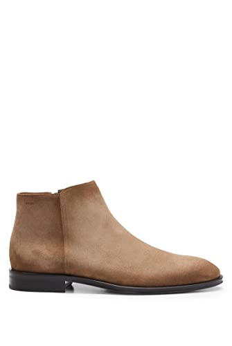 BOSS Herren Derrek Halb Ankle Boots aus Veloursleder mit Logo-Prägung Beige 8 von BOSS