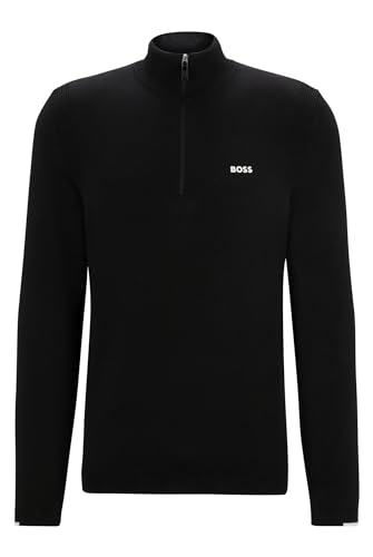 BOSS Herren Ever-X QZ Pullover aus Baumwoll-Mix mit Troyerkragen und Logo-Print Schwarz XL von BOSS