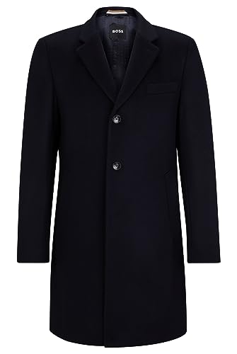 BOSS Herren H-Hyde-234 Slim-Fit Mantel aus Schurwolle mit Kaschmir Dunkelblau 54 von BOSS