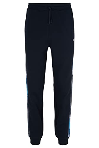 BOSS Herren Hurley Relaxed-Fit Jogginghose mit gemusterten Logo-Einsätzen Dunkelblau L von BOSS