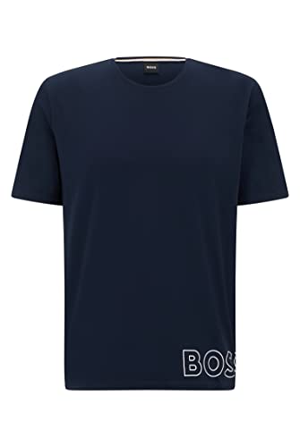 BOSS Herren Identity T-Shirt RN Crew Neck Kurzarm Schlafshirt Pyjama Oberteil, Farbe:Blau, Größe:M, Artikel:-401 Dark Blue von BOSS