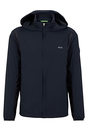 BOSS Herren J Axis Wasserabweisende Jacke mit Kapuze und Logo-Detail Dunkelblau XXL von BOSS