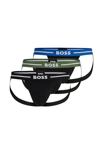 BOSS Herren Jockstrap 3P Bold Dreier-Pack Jockstraps aus Stretch-Baumwolle mit Logo-Bund Gemustert XXL von BOSS