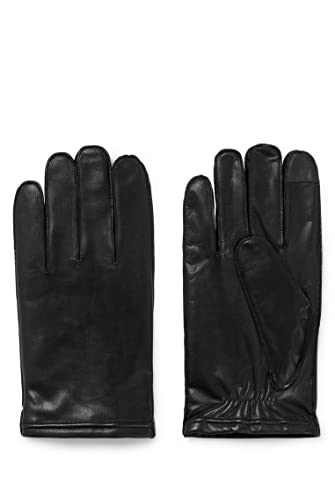 BOSS Herren Kranton6-TT Lederhandschuhe mit Logo-Schriftzug Schwarz 8.5 von BOSS