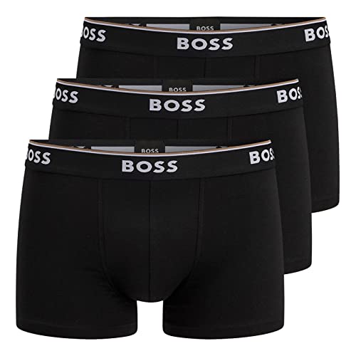 BOSS Herren Power Boxer Trunks Unterhosen Cotton Stretch 3er Pack, Farbe:Schwarz, Wäschegröße:M, Artikel:-001 Black von BOSS