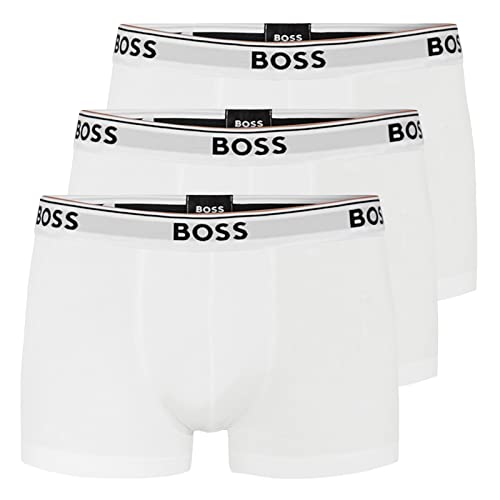 BOSS Herren Power Boxer Trunks Unterhosen Cotton Stretch 3er Pack, Farbe:Weiß, Wäschegröße:XL, Artikel:-100 White von BOSS