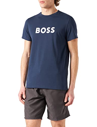 BOSS Herren T-Shirt RN Shirt Crew-Neck UV-Protection UPF 50, Farbe:Blau, Artikel:-415 Navy, Größe:L von BOSS