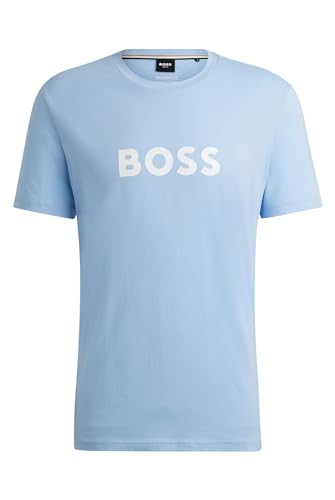 BOSS Herren T-Shirt RN Regular-Fit T-Shirt aus Baumwoll-Jersey mit UV-Schutz von LSF 50+ Hellblau L von BOSS