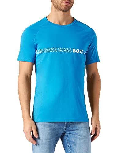 BOSS Herren T-Shirt RN Slim Fit Slim-Fit T-Shirt aus Baumwolle Jersey UPF 50-Schutz Blau M von BOSS