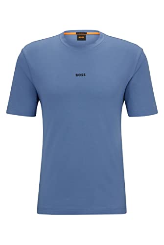 BOSS Herren TChup Relaxed-Fit T-Shirt aus Stretch-Baumwolle mit Logo-Print Hellblau S von BOSS