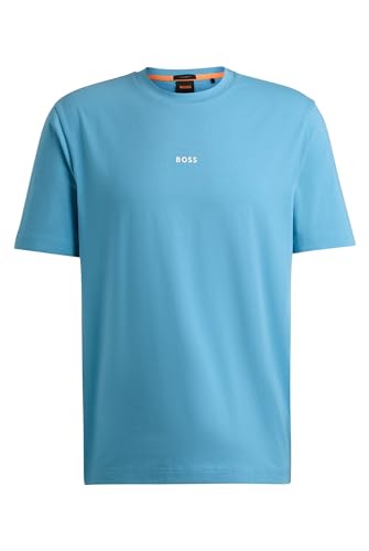 BOSS Herren TChup Relaxed-Fit T-Shirt aus Stretch-Baumwolle mit Logo-Print Hellblau XXL von BOSS