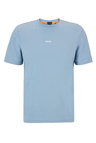 BOSS Herren TChup Relaxed-Fit T-Shirt aus Stretch-Baumwolle mit Logo-Print Hellblau XXXL von BOSS