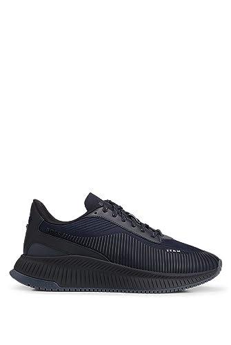 BOSS Herren TTNM EVO Runn Sneakers aus verschiedenen Materialien mit gummiertem Kunstleder Hellblau 41 Größe 41 von BOSS