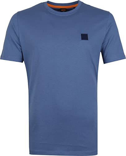 BOSS Herren Tales Relaxed-Fit T-Shirt aus Baumwoll-Jersey mit Logo-Aufnäher Hellblau S von BOSS