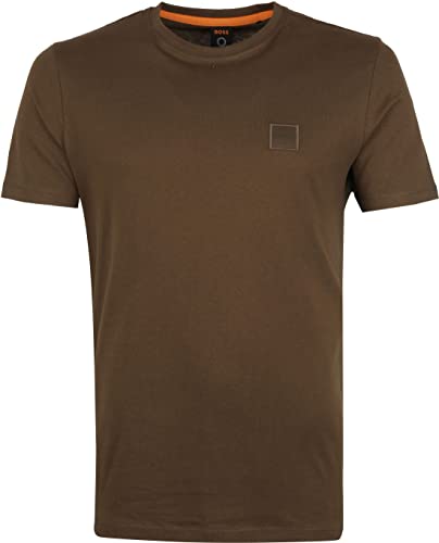 BOSS Herren Tales Relaxed-Fit T-Shirt aus Baumwoll-Jersey mit Logo-Aufnäher Dunkelgrün L von HUGO BOSS