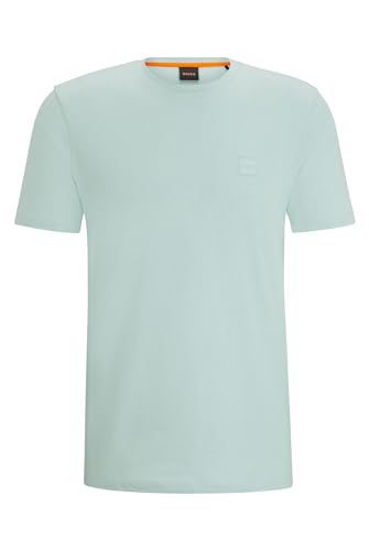 BOSS Herren Tales T-Shirt aus Baumwoll-Jersey mit Logo-Aufnäher Türkis S von BOSS