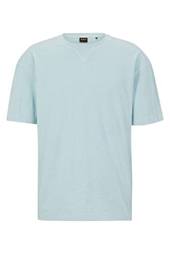 BOSS Herren TeNeon Oversized T-Shirt aus Baumwoll-Jersey mit Logo-Stickerei Hellblau S von BOSS