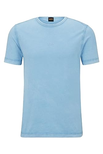 BOSS Herren Tokks T-Shirt aus Baumwoll-Jersey mit sonnengebleichtem Effekt Hellblau L von BOSS