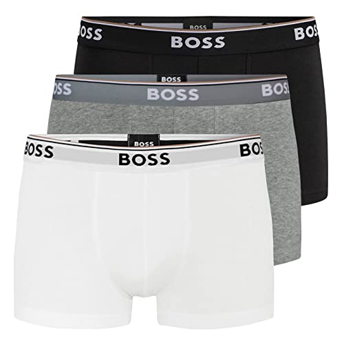 BOSS Herren Trunks Power Boxer Unterhosen Cotton Stretch 3er Pack, Farbe:Mehrfarbig, Wäschegröße:2XL, Artikel:-999 Black/White/Grey von BOSS