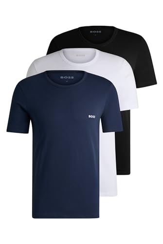 BOSS Herren Tshirt RN 3P Classic Dreier-Pack T-Shirts aus Baumwolle mit Logo-Stickerei Gemustert XS von BOSS