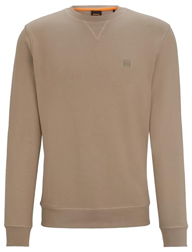 BOSS Herren Westart Relaxed-Fit Sweatshirt aus Baumwoll-Terry mit Logo-Aufnäher Hellbraun S von BOSS