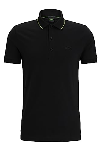 BOSS Herren Paule 4 Slim-Fit Poloshirt mit Logo-Knopfleiste Dunkelgrau XXL von BOSS