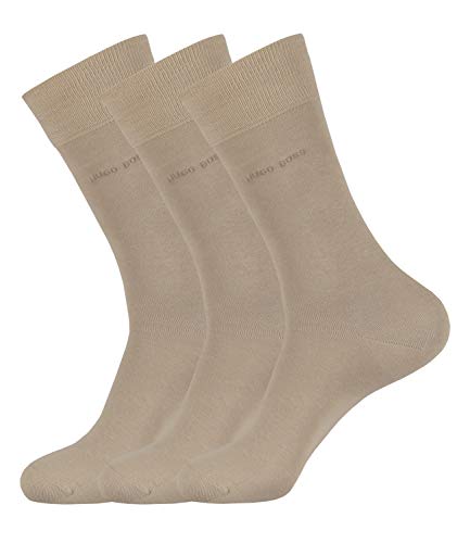 HUGO BOSS Herren Socken Strümpfe Business George RS Uni 50388433 3 Paar, Farbe:Beige, Größe:45-46, Menge:3 Paar (3x 1 Paar), Artikel:-261 medium beige von HUGO BOSS