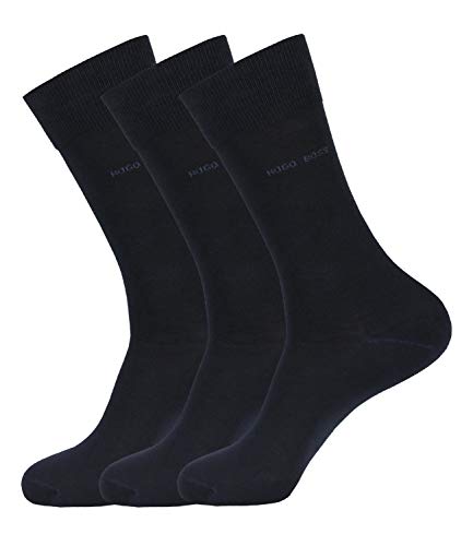 HUGO BOSS Herren Socken Strümpfe Business George RS Uni 50388433 3 Paar, Farbe:Blau, Größe:39-40, Menge:3 Paar (3x 1 Paar), Artikel:-401 dark blue von HUGO BOSS