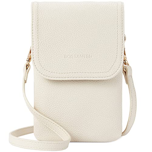 BOSTANTEN Klein Handytasche zum Umhängen, PU Leder Handy Umhängetasche Damen, Handytasche mit Geldbörse zum Umhängen, handtasche damen umhängetasche für Designer Beige weiß BOSTANTEN Klein Handytasche zum Umhängen, PU Leder Handy Umhängetasche Damen, Handytasche mit Geldbörse zum Umhängen, handtasche damen umhängetasche für Designer Beige weiß von BOSTANTEN