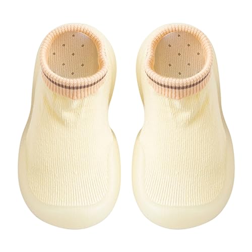 BOTCAM Baby Mädchen Indoor Atmungsaktive Wanderschuhe Warme Elastische Socken Schuhe Outdoor Turnschuhe Reitstiefel (Beige, 19 Infant) von BOTCAM