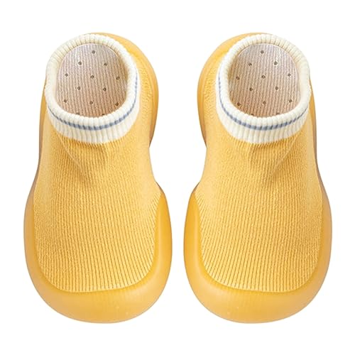 BOTCAM Baby Mädchen Indoor Atmungsaktive Wanderschuhe Warme Elastische Socken Schuhe Outdoor Turnschuhe Reitstiefel (Yellow, 20 Infant) von BOTCAM