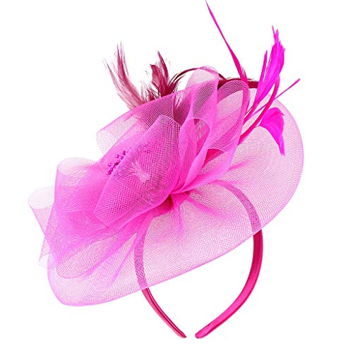 BOTCAM British Fascinator Braut Damen Party Tea Stirnband Stirnband Laufen Herren (Hot Pink, One Size) von BOTCAM