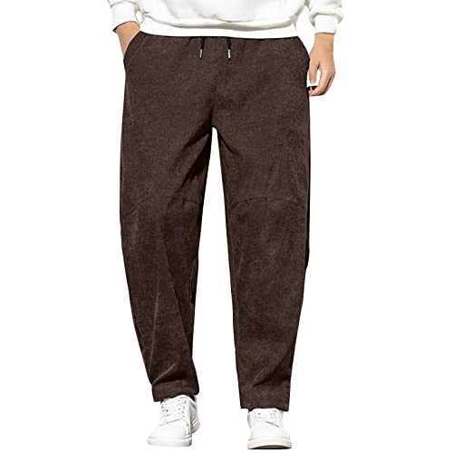 BOTCAM Cordhose Herren Lang Corduroy, Sporthose Atmungsaktiv Arbeitshosen Herren Jogginghose Polyester Atmungsaktiv Freizeithose mit Taschen Drawstring Gummibund - Regular Fit Alltagskleidung M-5XL von BOTCAM