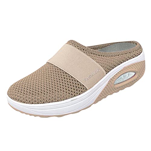 BOTCAM Damen Sneaker Mit Air Cushion - Diabetiker OrthopäDische Hinten Offen Gesundheitsschuhe - Atmungsaktive Walkingschuhe Mit FußGewöLbestüTze Strick Freizeitschuhe - Weichen Slip On Damenschuhe von BOTCAM