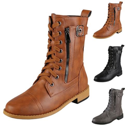 BOTCAM Damen-Stiefel im Cowboy-Stil Halbhoch Ankle-Boots Stiefeletten Mit Rutschfest Sohle Wasserdicht Mittelhoher Cowboystiefel Halbstiefel Schnürstiefel Mit Reißverschluss Übergangsstiefel BOTCAM Damen-Stiefel im Cowboy-Stil Halbhoch Ankle-Boots Stiefeletten Mit Rutschfest Sohle Wasserdicht Mittelhoher Cowboystiefel Halbstiefel Schnürstiefel Mit Reißverschluss Übergangsstiefel von BOTCAM