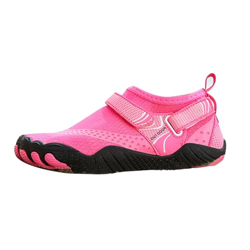 BOTCAM Damenschuhe Leopardenmuster Leichte Badeschuhe für Damen und Herren, Tauch- und Strandschuhe, Outdoor-Barfuß-Tauchschuhe, Schwimmen, Waten, Strandschuhe, Regenstiefel Schuhe (Hot Pink, 35) von BOTCAM