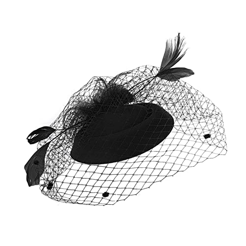 BOTCAM Fascinators für Frauen, Tea-Party-Stirnband, Hut, Netzfedern, Haarspange für Hochzeit, Cocktail und Kirche Schlauchschal Oliv (Black, One Size) von BOTCAM