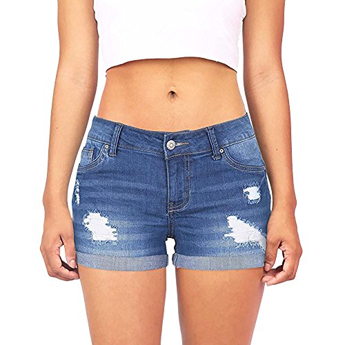 BOTCAM Jeans Shorts Damen High Waist Stretch Kurze Hose Sommer Zerrissen Push Up Leggings Ripped Loch Hotpants Skinny Y2k Boyfriend Jeans Shorts Denim Kurze Jeans Sommershorts Mit Taschen von BOTCAM