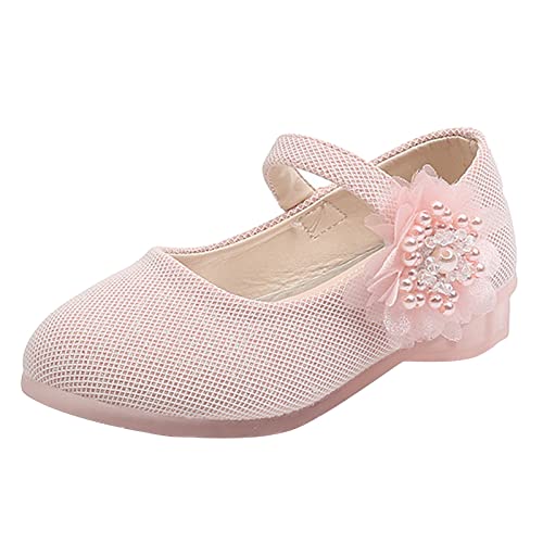 BOTCAM Kinder Einzelne Schuhe Mode Perle Große Blumenmädchen Kleine Lederschuhe Kinder Prinzessin Schuhe Kleine Tanzschuhe mit hohen Absätzen Damen Sportschuhe Schwarz von BOTCAM