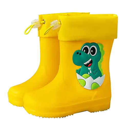 BOTCAM Kinder niedliche Cartoon Mode wasserdichte und rutschfeste Regenstiefel Regenstiefel weiche Unterseite Mode Regenstiefel Winterstiefel Kinder 33 (A-Yellow, 26 Toddler) von BOTCAM