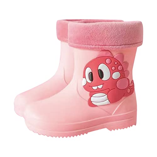 BOTCAM Klassische Kinder Regenstiefel PVC Gummi mit Fleece Kinder Wasserschuhe Wasserdichte Regenstiefel Kinder Baby Cartoon Schuhe Winterschuhe Kinder 27 von BOTCAM