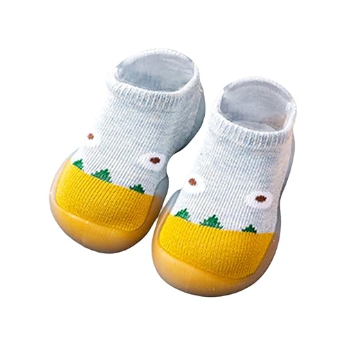 BOTCAM Kleinkind-Babyschuhe, Socken, Cartoon-Muster, weiche Schuhe, abgedeckt für 0 bis 3 Kinder Lernlaufschuhe (White, 25.5 Toddler) von BOTCAM