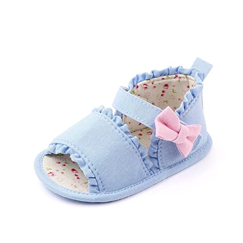 BOTCAM Kleinkind Mädchen Sandalen Baby Neugeborenen Sommer Turnschuhe Nette Bunte Schleife Wanderschuhe Casual Klebrige Riemen Schuhe Herren Badeschlappen (Blue, 19 Infant) von BOTCAM