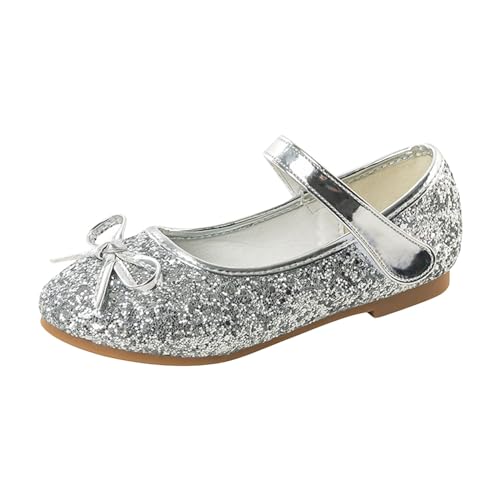 BOTCAM Lässige seitliche hohle Schnalle, flacher hoher Absatz, römische Schuhe, Damen-Sommersandalen, modische Damen-Sandalen Rutschfeste Baby Hausschuhe (Silver, 28 Little Child) von BOTCAM