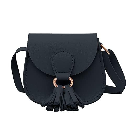 BOTCAM Nähbücher Taschen Kinder Tasche Nette Prinzessin Tasche Quaste Tasche PU Umhängetasche Mode Umhängetasche Geburtstagsgeschenk Friseur Taschen Werkzeug (Black, One Size) von BOTCAM