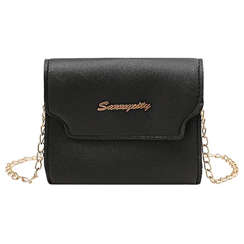 BOTCAM New Chic Damen Taschen Frauen Umhängetasche Mode Einfachen Und Frischen Stil Kette Schnalle Praktische Umhängetasche Schal Mit Taschen (Black, One Size) von BOTCAM