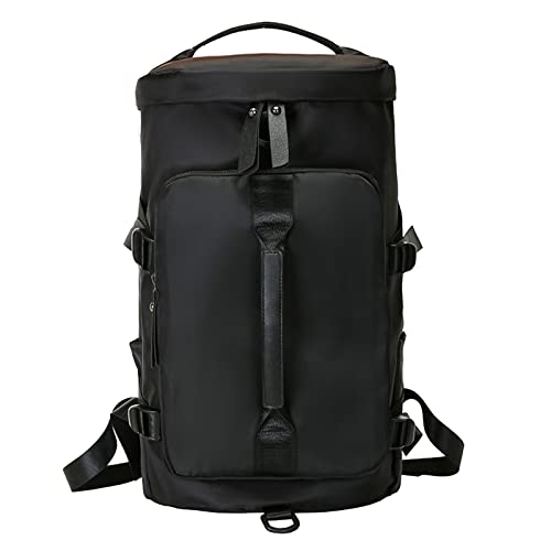 BOTCAM Reisetrolley Mit Rollen Handgepäck Mode Einfarbig Faltbare Aufbewahrungstasche Rucksack Wasserdichtes Tuch Reißverschluss Große Kapazität Gepäcktasche Packwürfel (Black, One Size) von BOTCAM