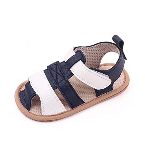 BOTCAM Sommer-Sneaker für, und Mädchen, für Neugeborene, niedliches buntes Design, Wandersandalen, lässige flache Schuhe Badesandale (Blue, 20 Infant) von BOTCAM